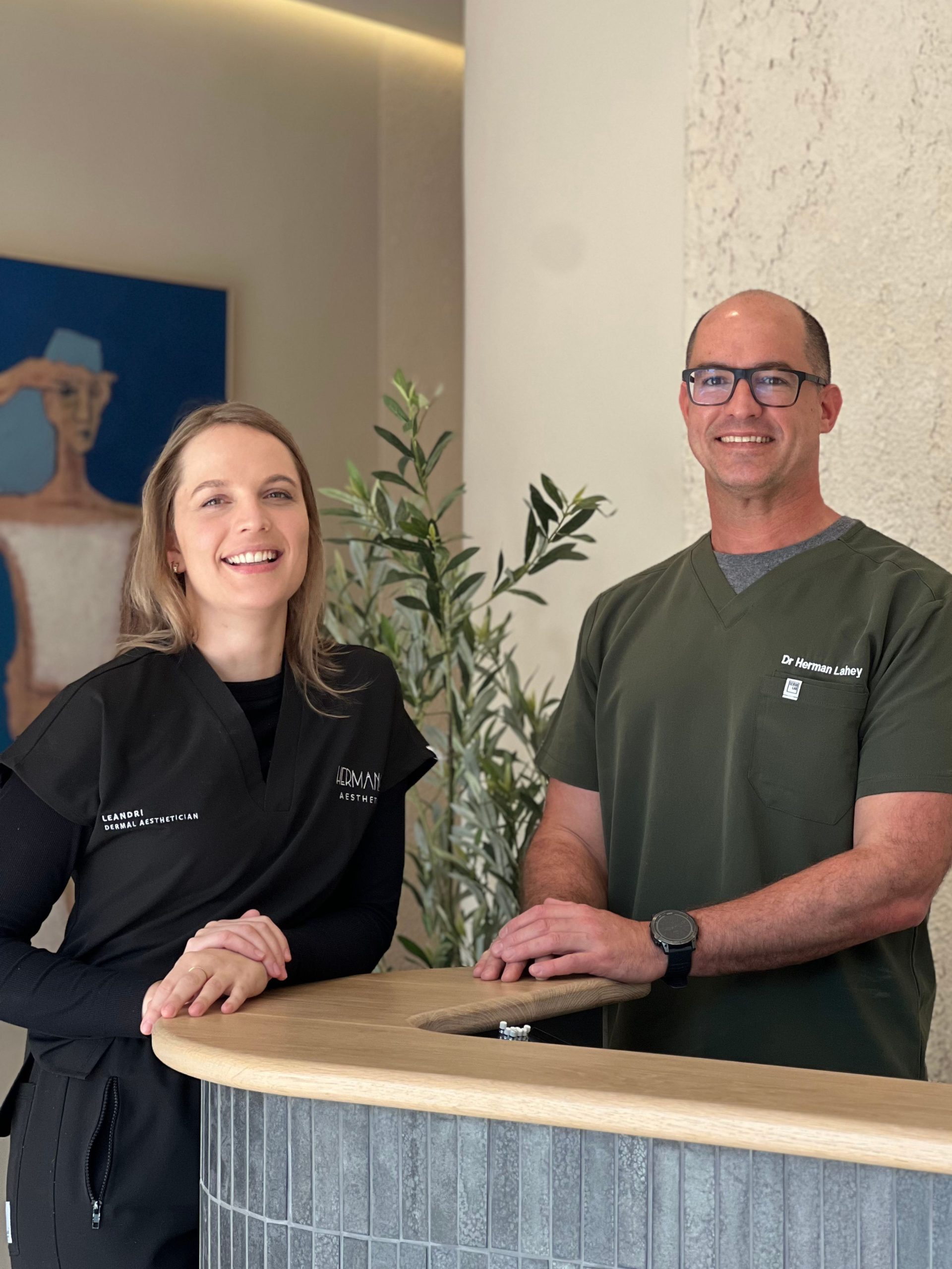 Dr Herman Lahey and Leandri Truter, aesthetic team at Hermanos Aesthetics Green Point Cape Town