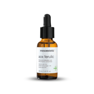 Mesoestetic AOX Ferulic 30ml antioxidant serum with 15% vitamin C, ferulic acid and vitamins A & E to fight free radicals, boost firmness and brighten skin